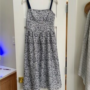 Draper James Navy and White Floral Midi Dress